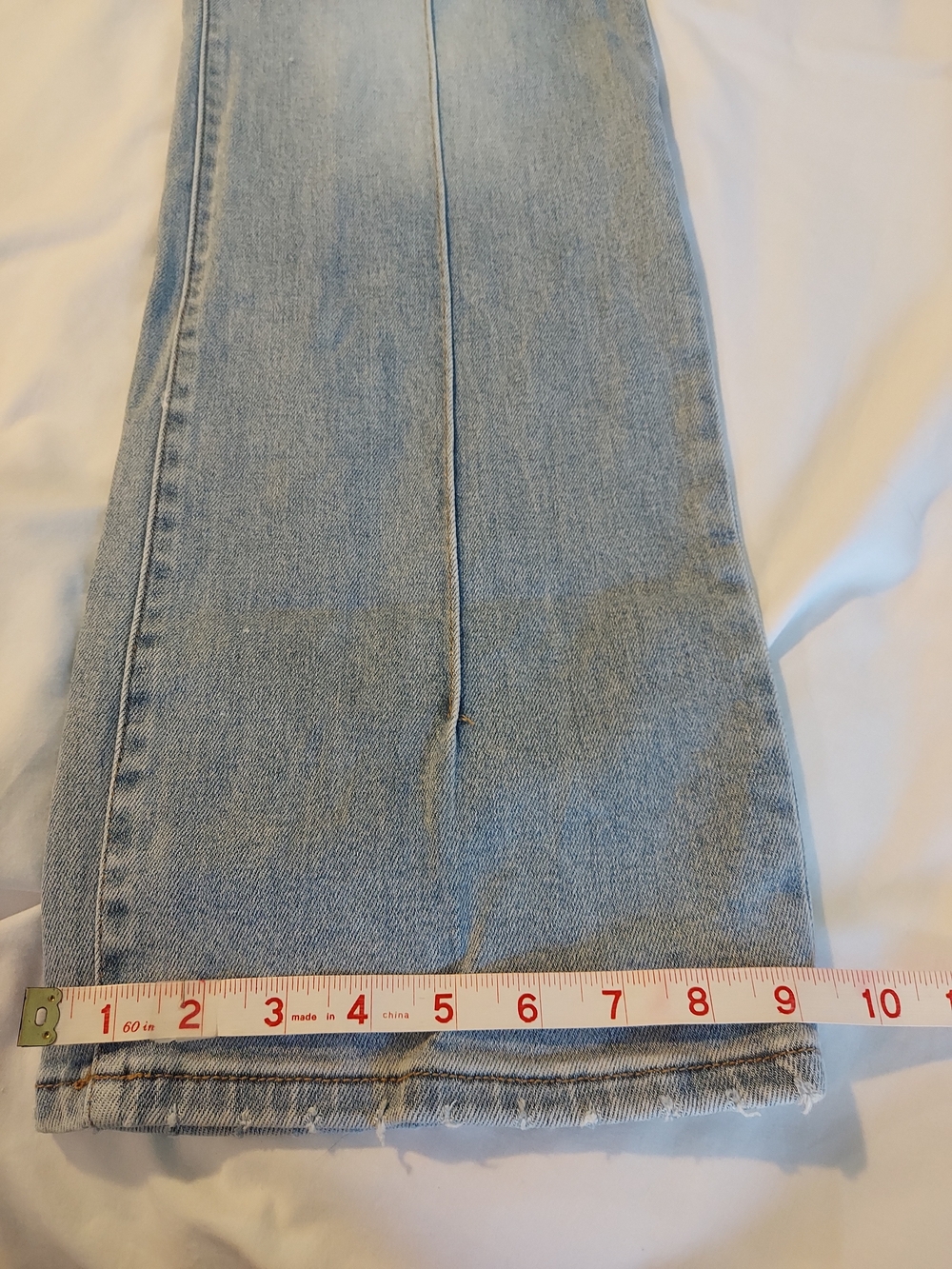Risen Jeans High Rise Front Seam Wide Leg Blue Denim Pants Light Wash 15 - Picture 8 of 10